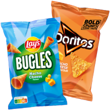 Doritos zak à 170 gram
of Lay’s bugles zak à 125 gram